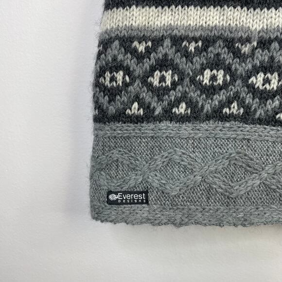 Everest Charcoal Gray Nordic Fair Isle Wool Pom Pom Knit Mini Skirt womens s m - Picture 5 of 13